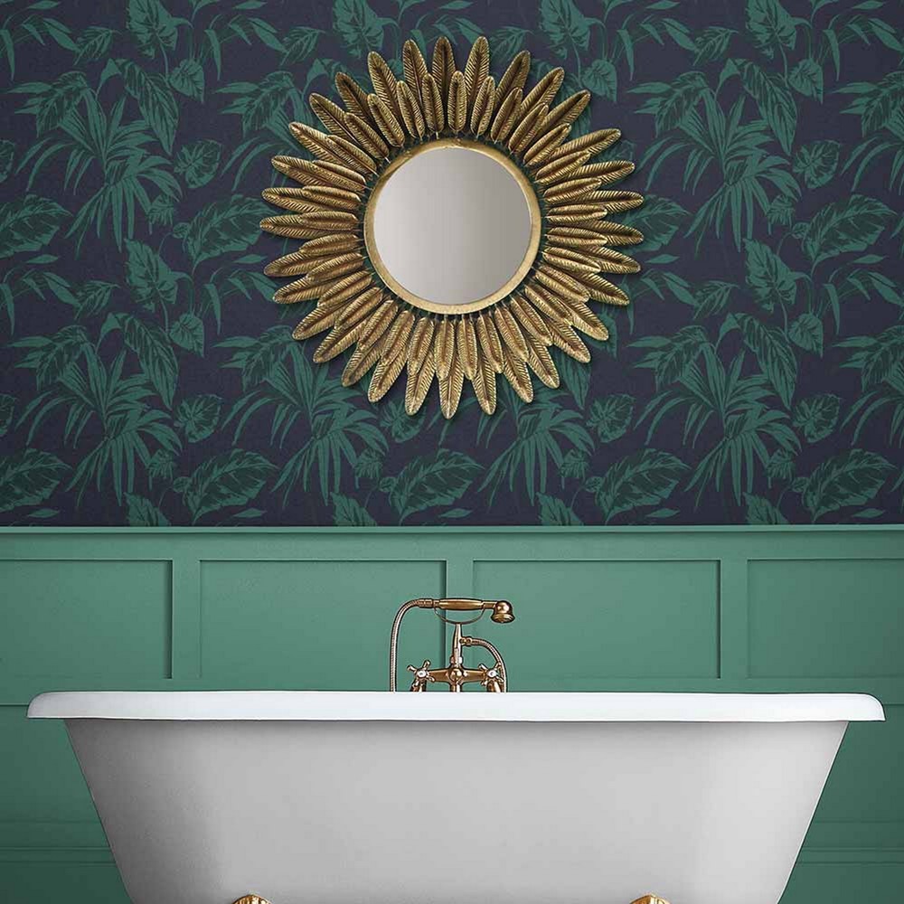 Palma Leaf Wallpaper 107607 by Graham & Brown in Midnight Blue